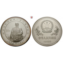 China, Volksrepublik, 50 Yuan 1986, 155,34 g fein, PP
