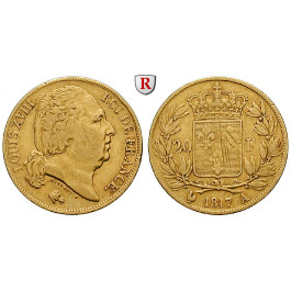Frankreich, Louis XVIII., 20 Francs 1817, 5,81 g fein, ss