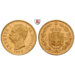 Italien, Königreich, Umberto I., 20 Lire 1882, 5,81 g fein, f.vz