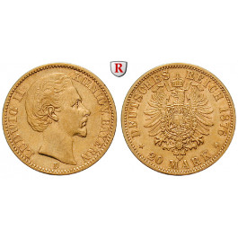 Deutsches Kaiserreich, Bayern, Ludwig II., 20 Mark 1876, D, ss, J. 197