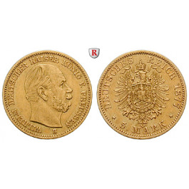 Deutsches Kaiserreich, Preussen, Wilhelm I., 5 Mark 1877, B, ss+, J. 244