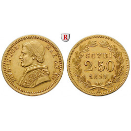 Vatikan, Pius IX., 2 1/2 Scudi 1858, 3,89 g fein, ss-vz/vz