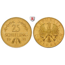 Österreich, 1. Republik, 25 Schilling 1931, 5,29 g fein, ss+/vz
