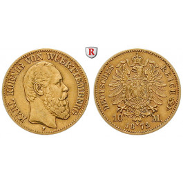 Deutsches Kaiserreich, Württemberg, Karl, 10 Mark 1872, F, ss, J. 289