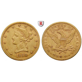 USA, 10 Dollars 1888, 15,0 g fein, ss+