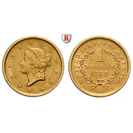USA, Dollar 1852, 1,49 g fein, vz