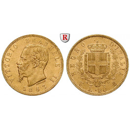 Italien, Königreich, Vittorio Emanuele II., 20 Lire 1863, 5,81 g fein, f.vz/vz+
