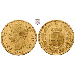Italien, Königreich, Umberto I., 20 Lire 1882, 5,81 g fein, f.vz