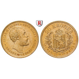 Norwegen, Oskar II., 20 Kroner 1902, 8,1 g fein, vz/vz-st