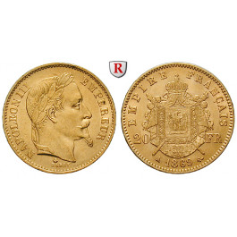 Frankreich, Napoleon III., 20 Francs 1869, 5,81 g fein, f.vz/vz-st