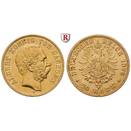 Deutsches Kaiserreich, Sachsen, Albert, 20 Mark 1876, E, ss-vz, J. 262