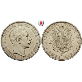 Deutsches Kaiserreich, Preussen, Wilhelm II., 2 Mark 1888, A, f.vz/vz-st, J. 100