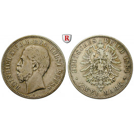 Deutsches Kaiserreich, Reuss-Schleiz, Heinrich XIV., 2 Mark 1884, A, ss+, J. 120