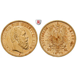 Deutsches Kaiserreich, Württemberg, Karl, 20 Mark 1872, F, ss-vz, J. 290