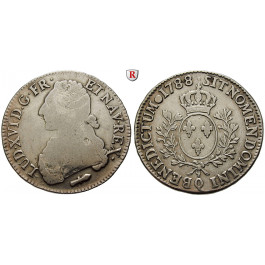 Frankreich, Louis XVI., Ecu aux branches d`olivier 1788, f.ss