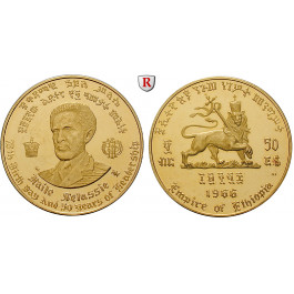 Äthiopien, Haile Selassie I., 50 Dollars 1966, 18,0 g fein, PP