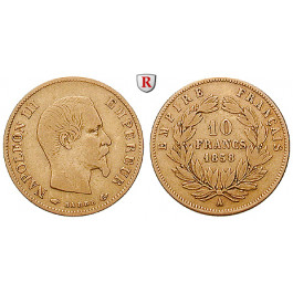 Frankreich, Napoleon III., 10 Francs 1855-1860, 2,9 g fein, ss