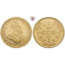 Belgien, Königreich, Baudouin I., 50 Ecu 1987-1988, 15,55 g fein, st