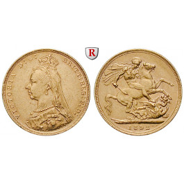Grossbritannien, Victoria, Sovereign 1887-1892, 7,32 g fein, ss