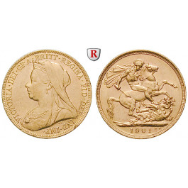 Grossbritannien, Victoria, Sovereign 1893-1901, 7,32 g fein, ss
