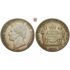 Sachsen, Königreich Sachsen, Johann, Ausbeutetaler 1870, ss