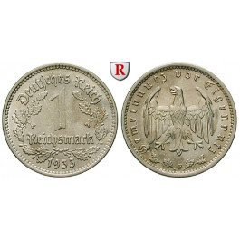 Drittes Reich, 1 Reichsmark 1933, F, vz, J. 354
