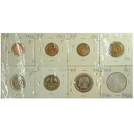 Bundesrepublik Deutschland, Kursmünzensatz 1967, nicht originalverpackt, F, PP