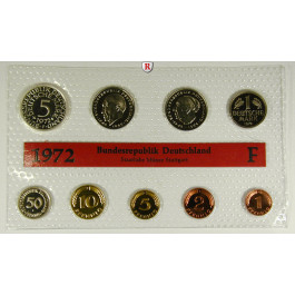 Bundesrepublik Deutschland, Kursmünzensatz 1972, nicht originalverpackt, F, PP