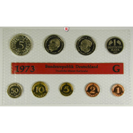 Bundesrepublik Deutschland, Kursmünzensatz 1973, nicht originalverpackt, G, PP