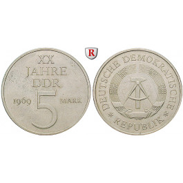 DDR, 5 Mark 1969, 20 Jahre DDR, vz, J. 1524
