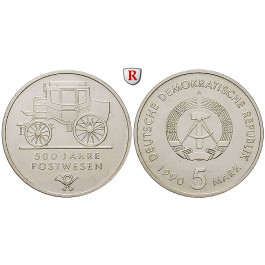 DDR, 5 Mark 1990, 500 Jahre Postwesen, st, J. 1631