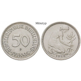 Bundesrepublik Deutschland, 50 Pfennig 1968, G, vz-st, J. 384