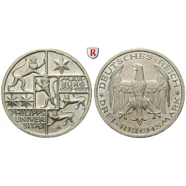 Weimarer Republik, 3 Reichsmark 1927, Uni Marburg, A, vz-st, J. 330