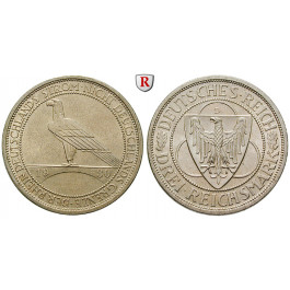 Weimarer Republik, 3 Reichsmark 1930, Rheinlandräumung, D, vz+, J. 345
