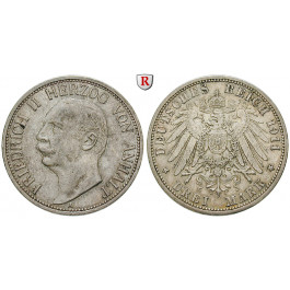 Deutsches Kaiserreich, Anhalt, Friedrich II., 3 Mark 1911, A, ss+, J. 23