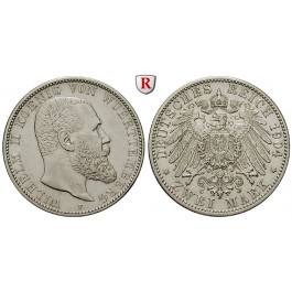 Deutsches Kaiserreich, Württemberg, Wilhelm II., 2 Mark 1904, F, ss, J. 174
