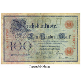 Reichsbanknoten und Reichskassenscheine, 100 Mark 18.12.1905, III, Rb. 23b
