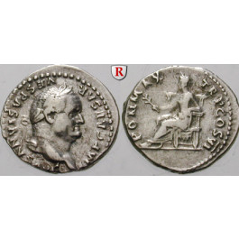 Römische Kaiserzeit, Vespasianus, Denar 75, ss