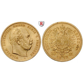 Deutsches Kaiserreich, Preussen, Wilhelm I., 10 Mark 1872-1873, (ABBILDUNG MÜNZTYP), A-C, 3,58 g fein, ss, J. 242