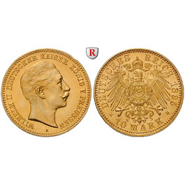 Deutsches Kaiserreich, Preussen, Wilhelm II., 10 Mark 1890-1912, A, 3,58 g fein, ss, J. 251