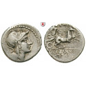 Roman Republican Coins, D. Silanus, Denarius 91 BC, nearly vf