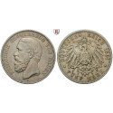 German Empire, Baden, Friedrich I., 5 Mark 1891, G, good vf, J. 29F