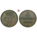 Mecklenburg, Mecklenburg-Schwerin, Friedrich Franz II., 3 Pfennig 1860, good vf