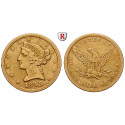 USA, 5 Dollars 1843, 7.43 g fine, good vf