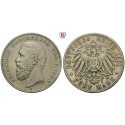 German Empire, Baden, Friedrich I., 5 Mark 1891, G, vf, J. 29F