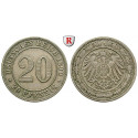 German Empire, Standard currency, 20 Pfennig 1890, F, xf, J. 14