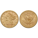 USA, 5 Dollars 1886, 7.52 g fine, xf