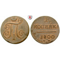 Russia, Paul I., Kopek 1800, VF