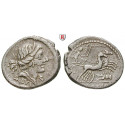 Roman Republican Coins, D. Silanus, Denarius 91 BC, vf