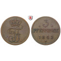 Mecklenburg, Mecklenburg-Schwerin, Friedrich Franz II., 3 Pfennig 1843, good vf